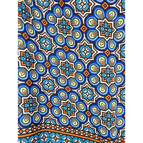 Daniel Rainn Sz 2X Tunic Blouse Top Blue Geometric V Neck Peasant Boho Festival - Picture 5 of 11